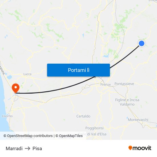 Marradi to Pisa map
