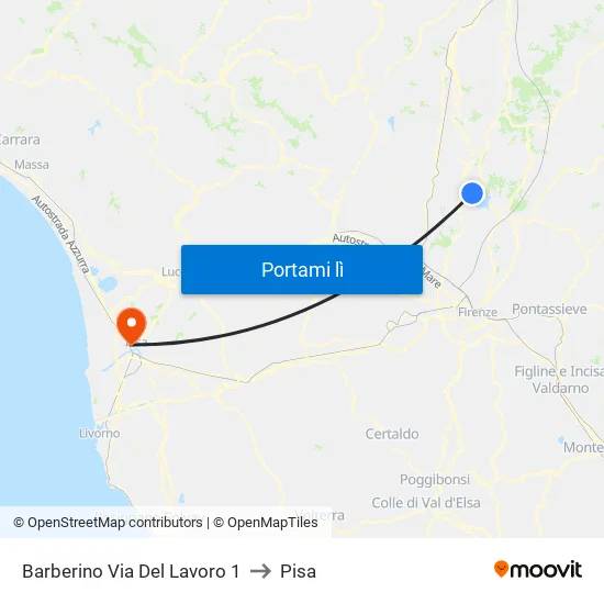 Barberino Via Del Lavoro 1 to Pisa map