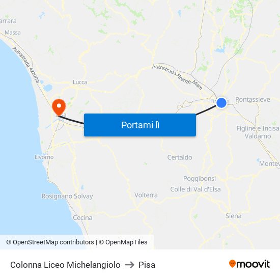 Colonna Liceo Michelangiolo to Pisa map