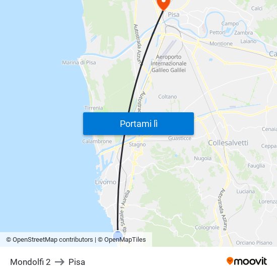 Mondolfi 2 to Pisa map