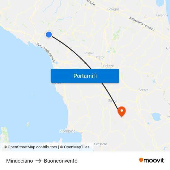 Minucciano to Buonconvento map