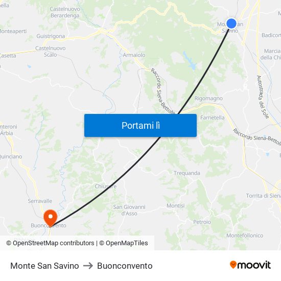 Monte San Savino to Buonconvento map