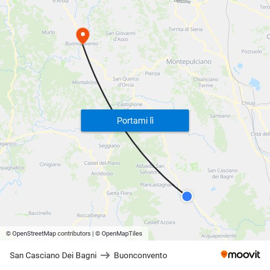 San Casciano Dei Bagni to Buonconvento map