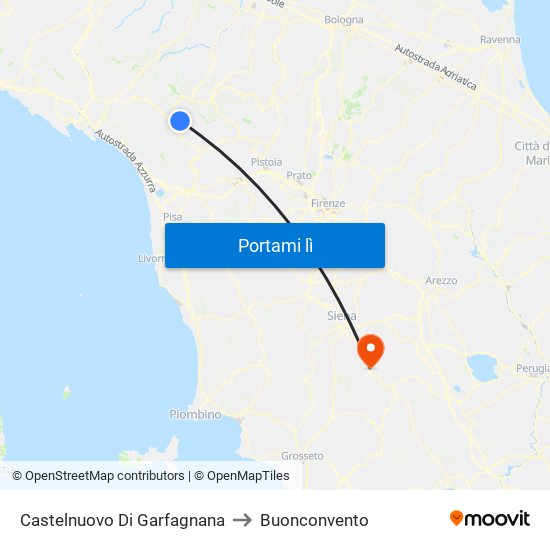 Castelnuovo Di Garfagnana to Buonconvento map