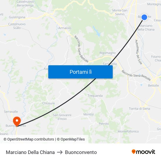 Marciano Della Chiana to Buonconvento map