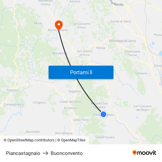 Piancastagnaio to Buonconvento map