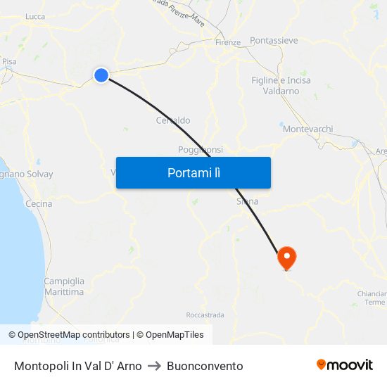 Montopoli In Val D' Arno to Buonconvento map