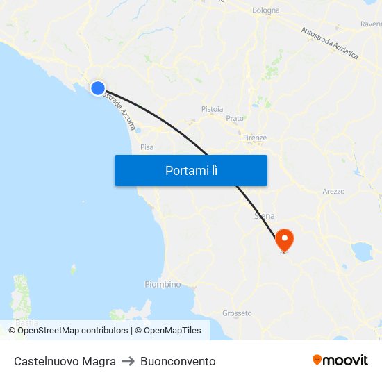 Castelnuovo Magra to Buonconvento map