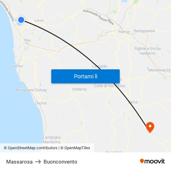 Massarosa to Buonconvento map