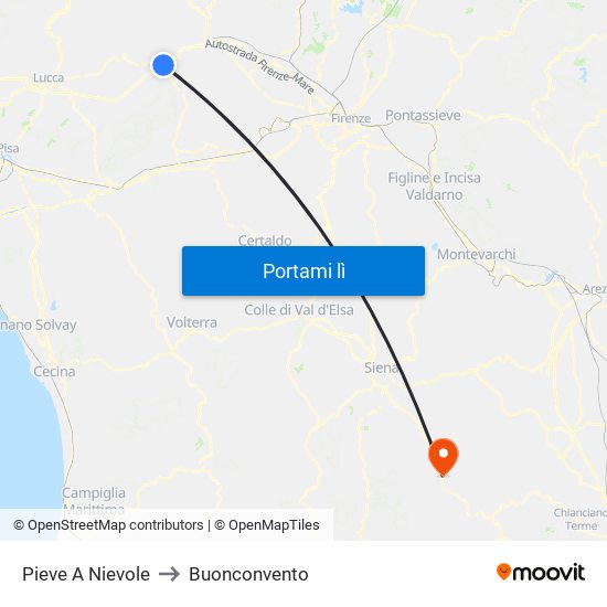 Pieve A Nievole to Buonconvento map