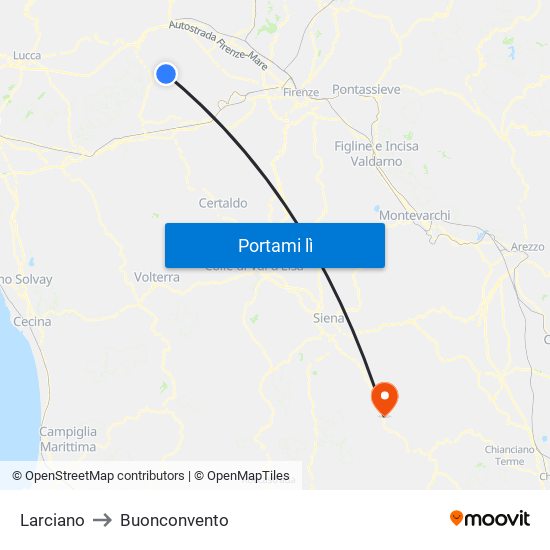 Larciano to Buonconvento map