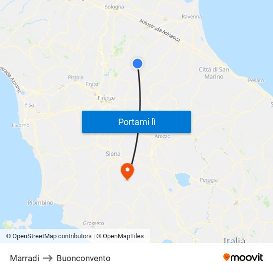 Marradi to Buonconvento map