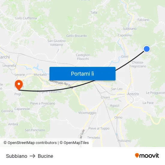 Subbiano to Bucine map