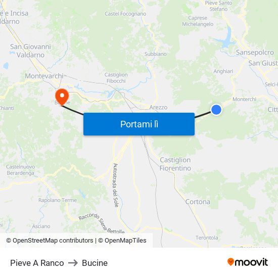 Pieve A Ranco to Bucine map