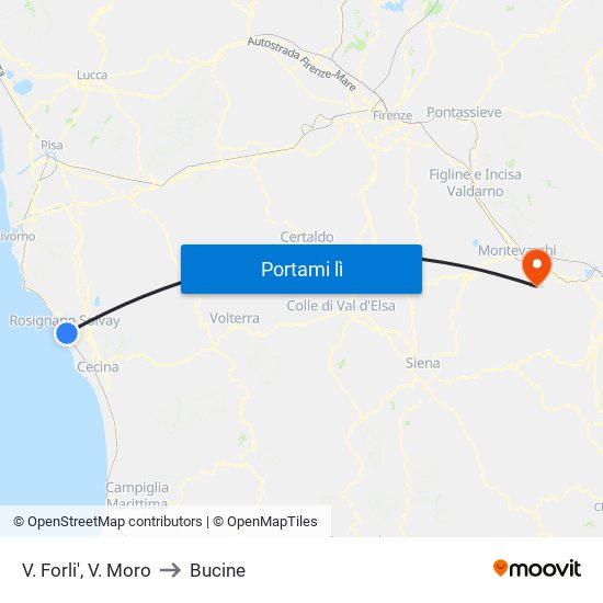 V. Forli',  V. Moro to Bucine map