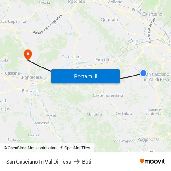 San Casciano In Val Di Pesa to Buti map