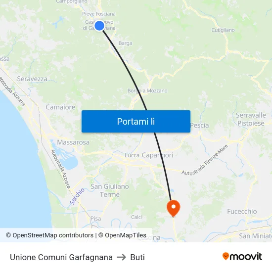 Unione Comuni Garfagnana to Buti map