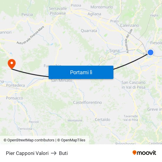 Pier Capponi Valori to Buti map