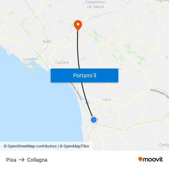 Pisa to Collagna map