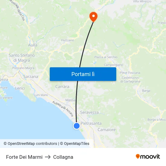 Forte Dei Marmi to Collagna map