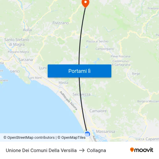 Unione Dei Comuni Della Versilia to Collagna map