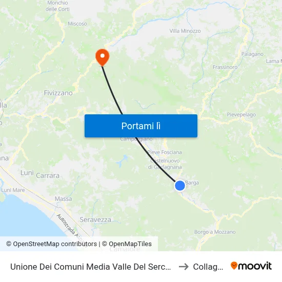 Unione Dei Comuni Media Valle Del Serchio to Collagna map