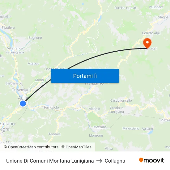 Unione Di Comuni Montana Lunigiana to Collagna map