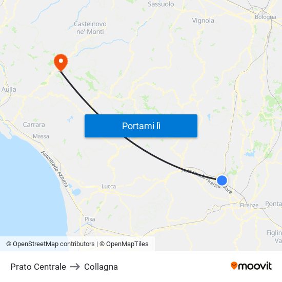 Prato Centrale to Collagna map