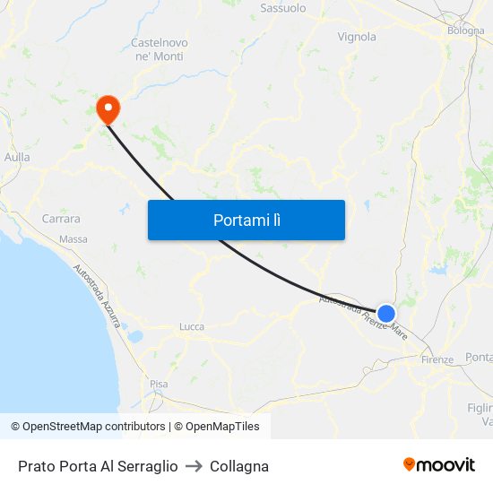 Prato Porta Al Serraglio to Collagna map