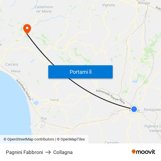 Pagnini Fabbroni to Collagna map