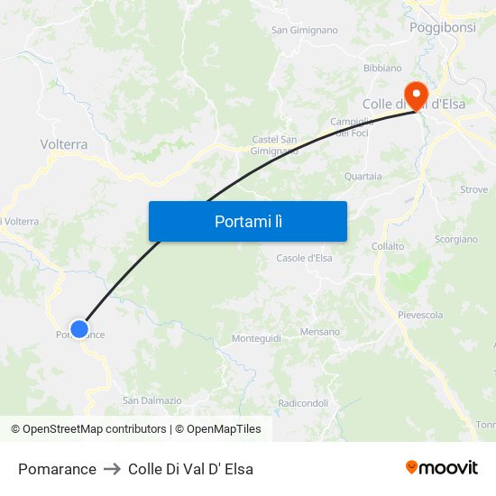 Pomarance to Colle Di Val D' Elsa map