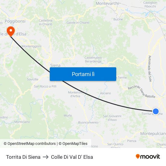 Torrita Di Siena to Colle Di Val D' Elsa map