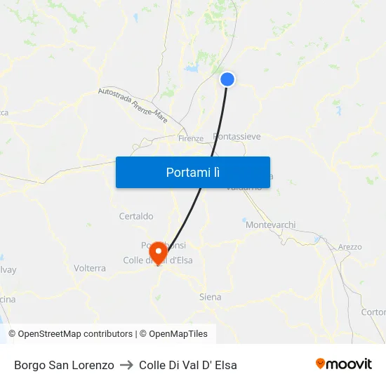 Borgo San Lorenzo to Colle Di Val D' Elsa map