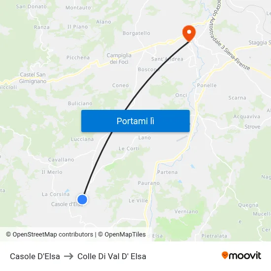 Casole D'Elsa to Colle Di Val D' Elsa map