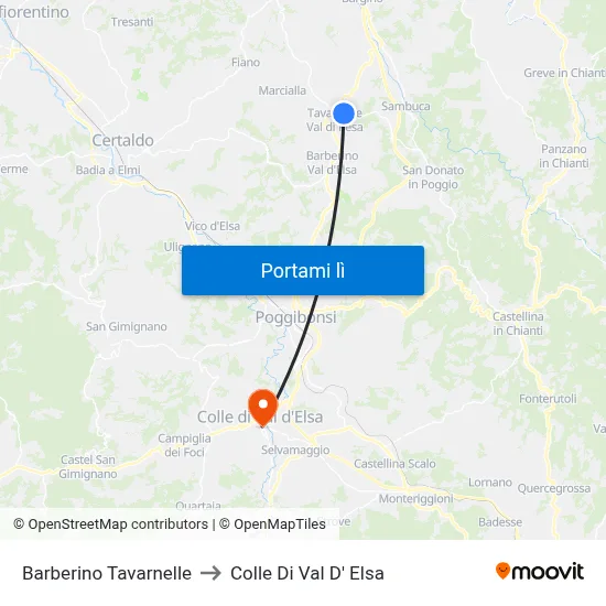 Barberino Tavarnelle to Colle Di Val D' Elsa map