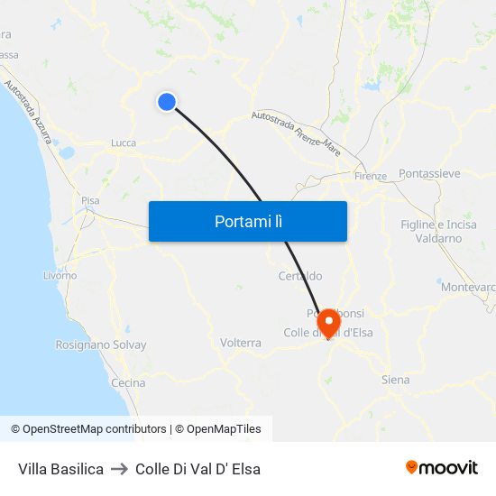 Villa Basilica to Colle Di Val D' Elsa map