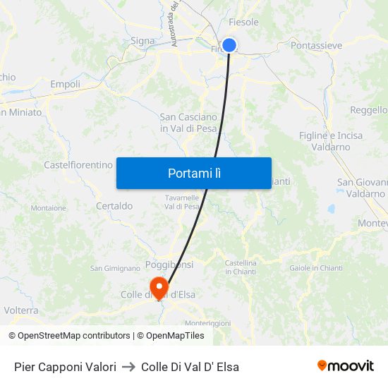 Pier Capponi Valori to Colle Di Val D' Elsa map