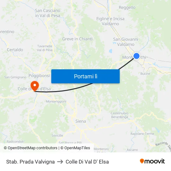Stab. Prada Valvigna to Colle Di Val D' Elsa map