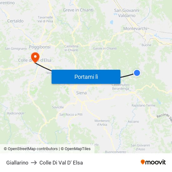 Giallarino to Colle Di Val D' Elsa map