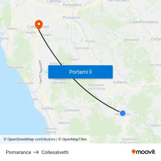 Pomarance to Collesalvetti map