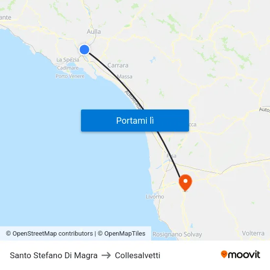 Santo Stefano Di Magra to Collesalvetti map