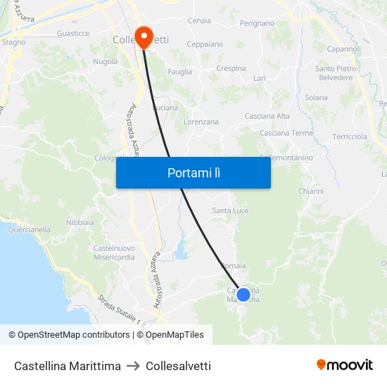 Castellina Marittima to Collesalvetti map