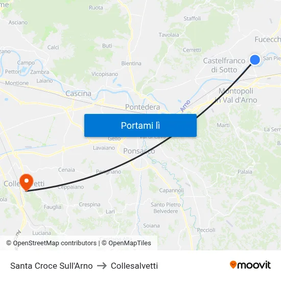 Santa Croce Sull'Arno to Collesalvetti map