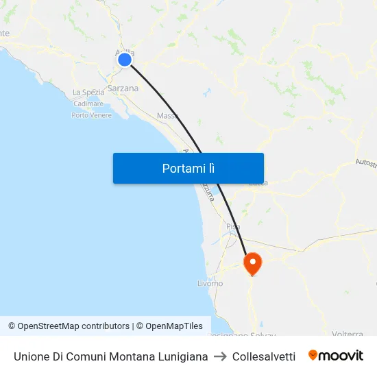 Unione Di Comuni Montana Lunigiana to Collesalvetti map