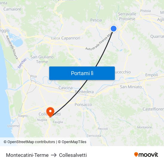 Montecatini-Terme to Collesalvetti map
