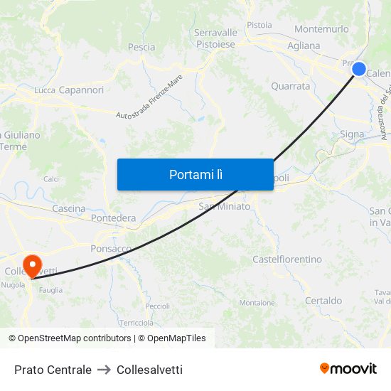 Prato Centrale to Collesalvetti map