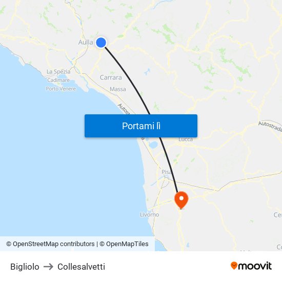 Bigliolo to Collesalvetti map