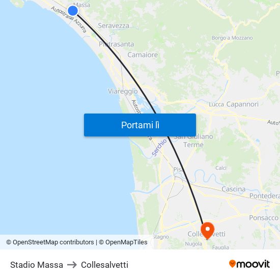 Stadio Massa to Collesalvetti map