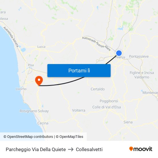 Parcheggio Via Della Quiete to Collesalvetti map