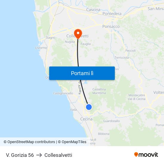 V. Gorizia 56 to Collesalvetti map